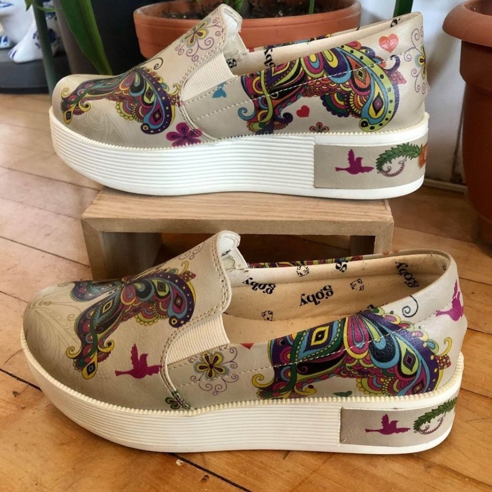 Hand Painted Platform Women's 5.5 Goby Butterfly Sneakers Shoes